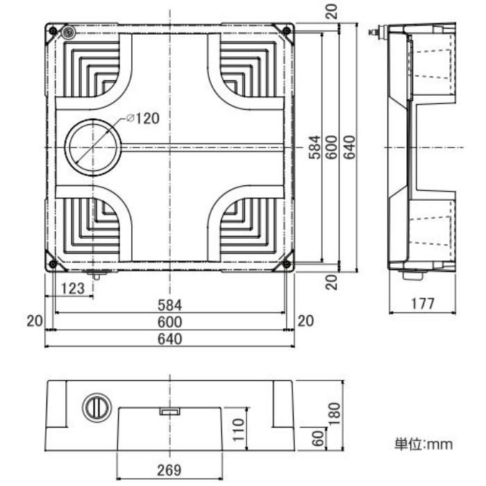 ベストレイ 洗濯機パン 床上配管タイプ水栓付き (トラップ付) USBS-6464SNW