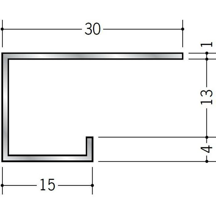 コ型見切縁 アルミ A型13(大) シルバー 3m  51024