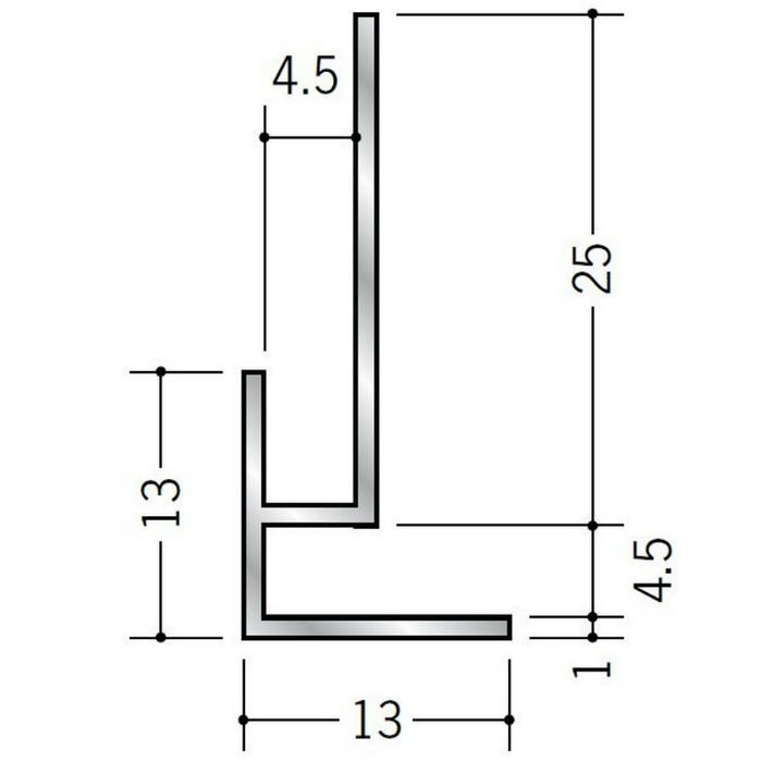 下がり壁用見切縁 アルミ D型4 シルバー 2.5m  52073