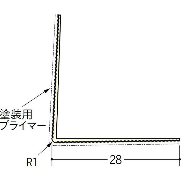 ペンキ・クロス下地材 出隅 ビニール ストライプコーナー28プライマー付 ミルキー 2.5m  01246-1