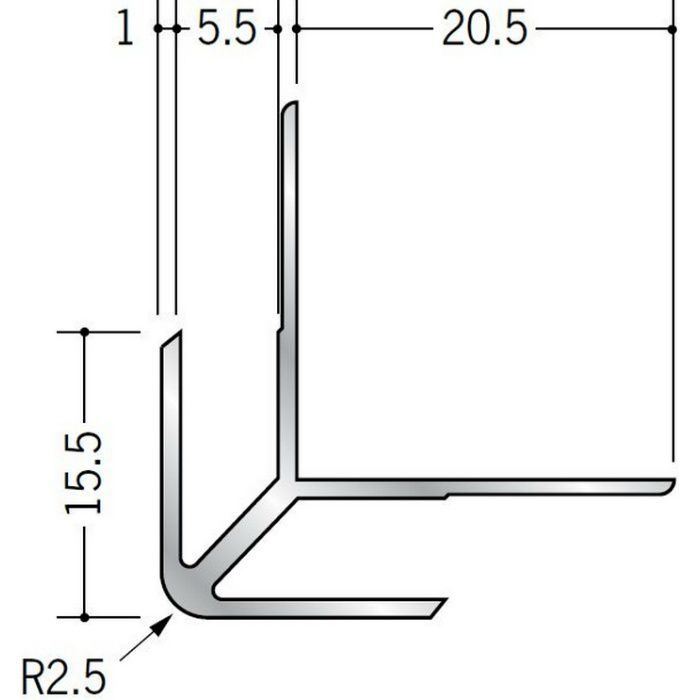 出隅ジョイナー アルミ DA-5.5 シルバー 2.73m  55015
