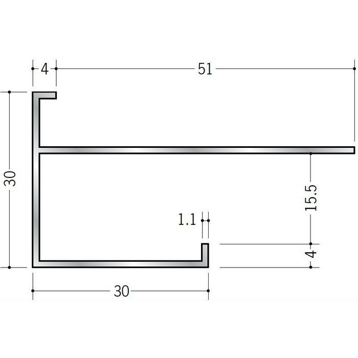 出隅ジョイナー アルミ F型出隅15 シルバー 3m  59089