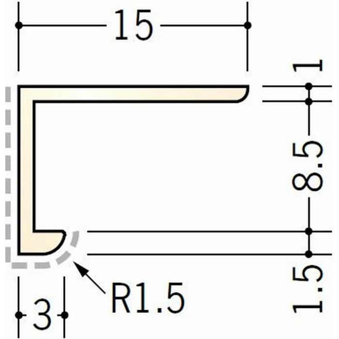キッチンパネル用コ型ジョイナー アルミ 8BC カラー バニラホワイト 2.73m  54253-1【セール開催中】