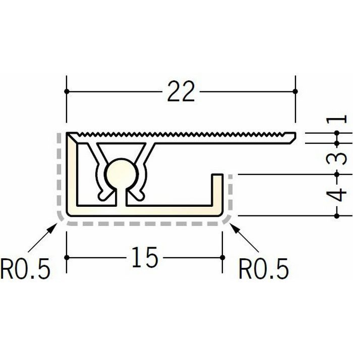 キッチンパネル用コ型ジョイナー アルミ カンゴウKNC-3 シルバー(ベース：ビニール) 2.73m  53235