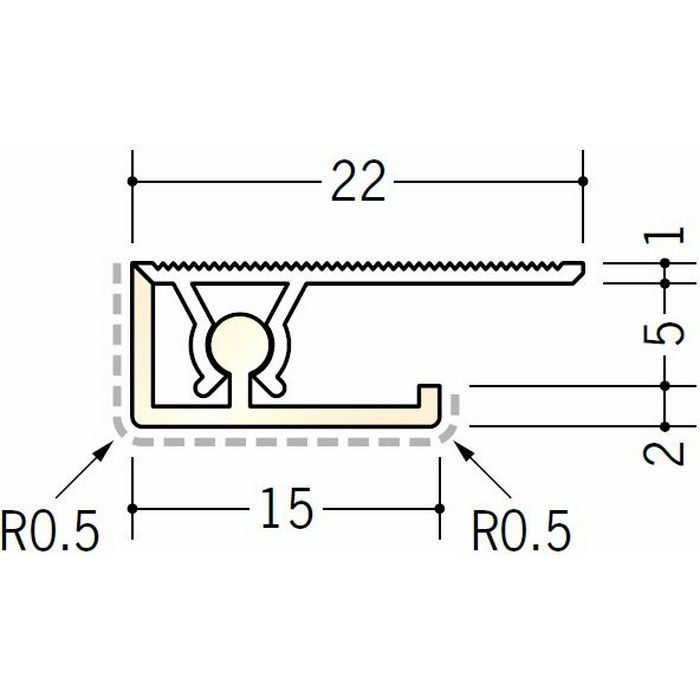 キッチンパネル用コ型ジョイナー アルミ カンゴウKNC-5 カラー バニラホワイト(ベース：ビニール) 2.73m  53243-1