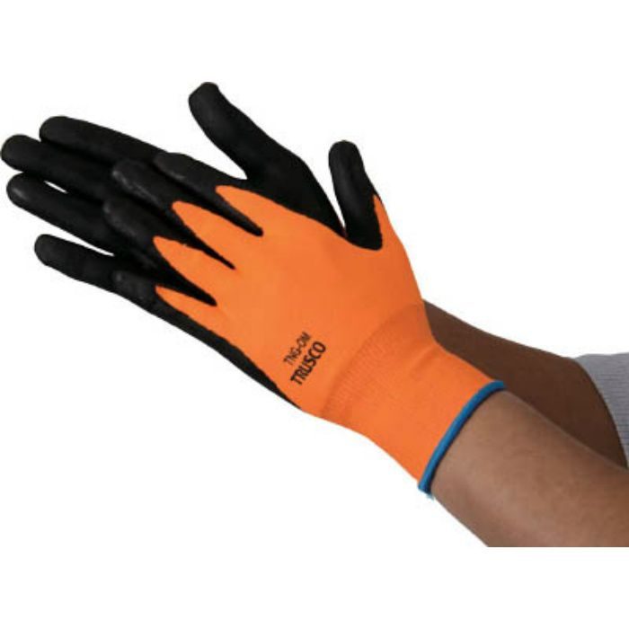 TNGOS 液晶対応すべり止め付ニトリル手袋 オレンジ S