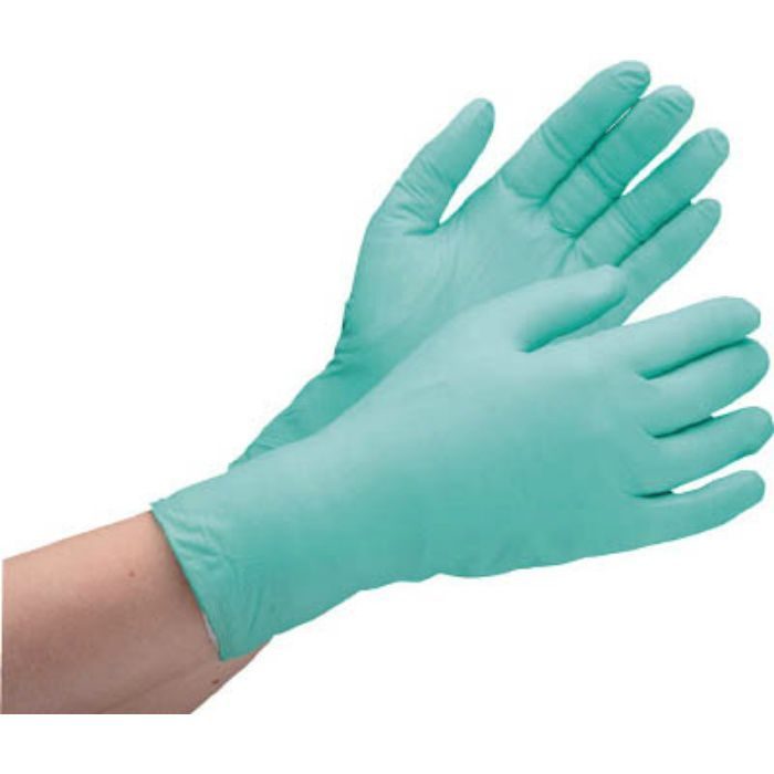 VERTE761HL ニトリル使い捨て手袋 薄手 粉なし 緑 L (200枚入)