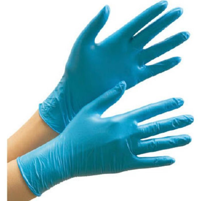 VERTE772L ニトリル使い捨て手袋 薄手 粉なし 青 L (100枚入)