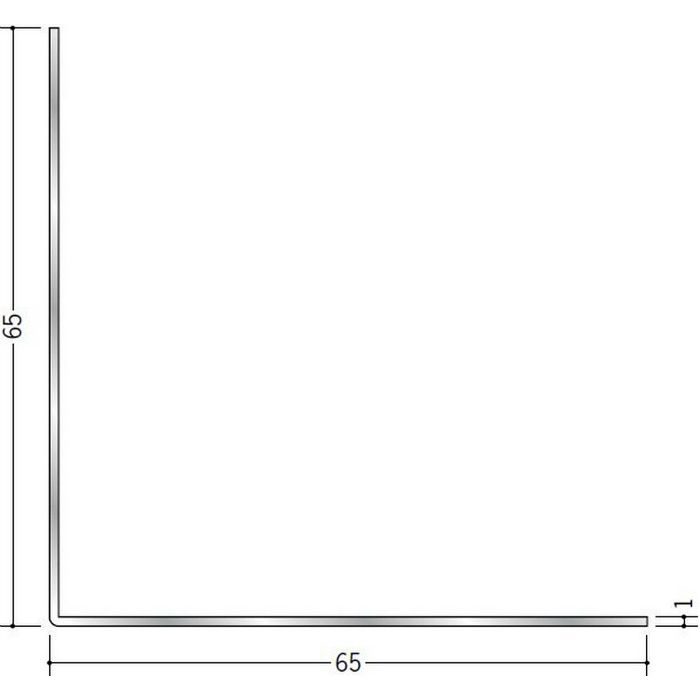 アングル 等辺 アルミ 折曲げL1×65×65 シルバー 3m  56204