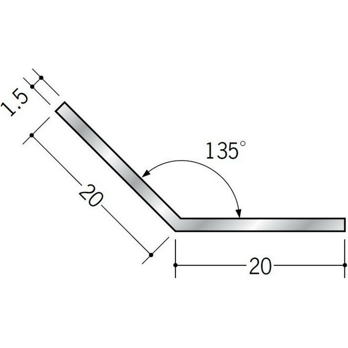 角度付・フリーアングル 等辺 アルミ 角度付アングル20 シルバー 3m