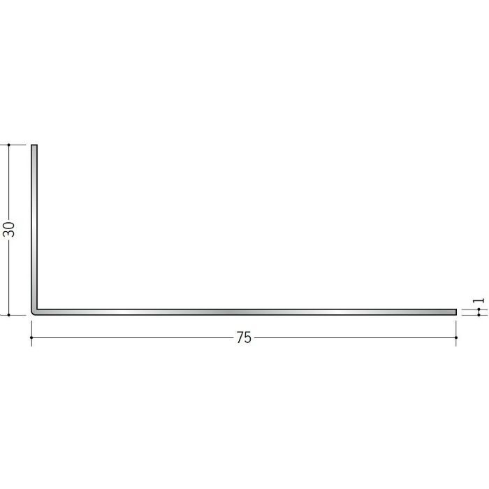 アングル 不等辺 アルミ 折曲ゲL1×30×75 シルバー 2m 56213 創建【アウンワークス通販】