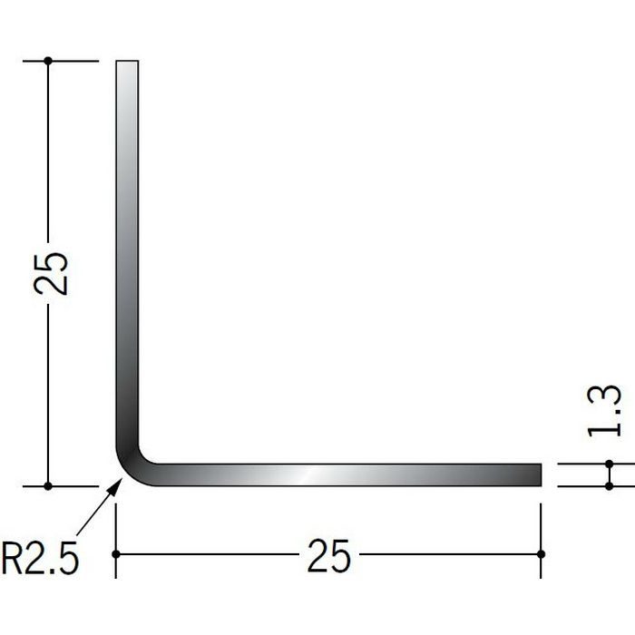 ブラック＆ホワイトメタックス アングル アルミ カラーL2R25×25BW ホワイトアルマイト１ 3m  55095-1