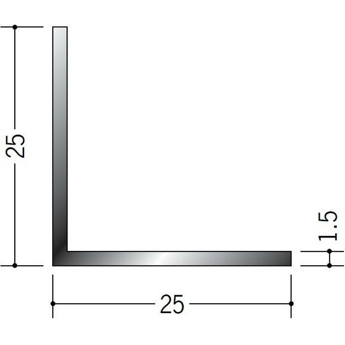 ブラック＆ホワイトメタックス アングル アルミ カラーL1.5×25×25BW 電解ブラック 3m  55092-2