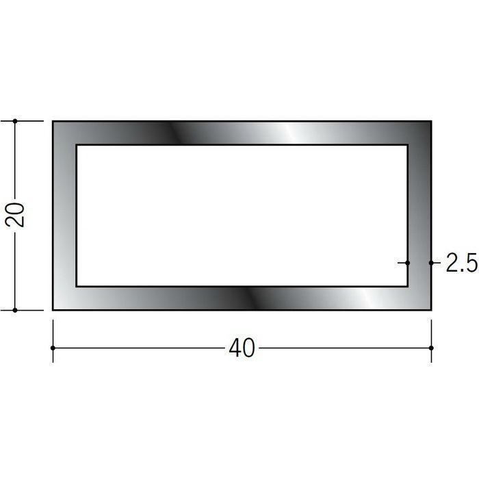 ブラック＆ホワイトメタックス 平角・角パイプ・チャンネル アルミ カラー角パイプ40×20BW ホワイトアルマイト１ 2.5m  28074-1