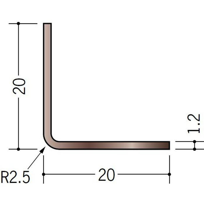 ブロンズメタックス アングル アルミ カラーL2R20×20BR 電解ステンカラー 3m  28015-1