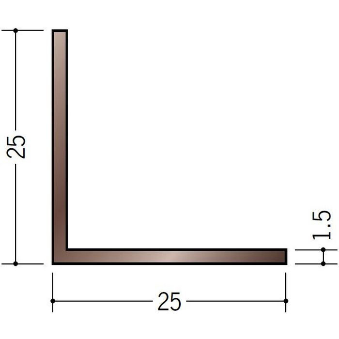 ブロンズメタックス アングル アルミ カラーL1.5×25×25BR 電解ステンカラー 3m  28021-1