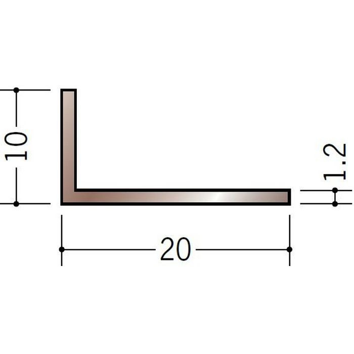 ブロンズメタックス アングル アルミ カラーL1.2×10×20BR 電解ステンカラー 3m  29101-1【セール開催中】