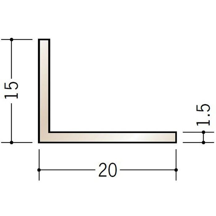 ブロンズメタックス アングル アルミ カラーL1.5×15×20BR 電解ステンカラー 3m  29103-1【セール開催中】