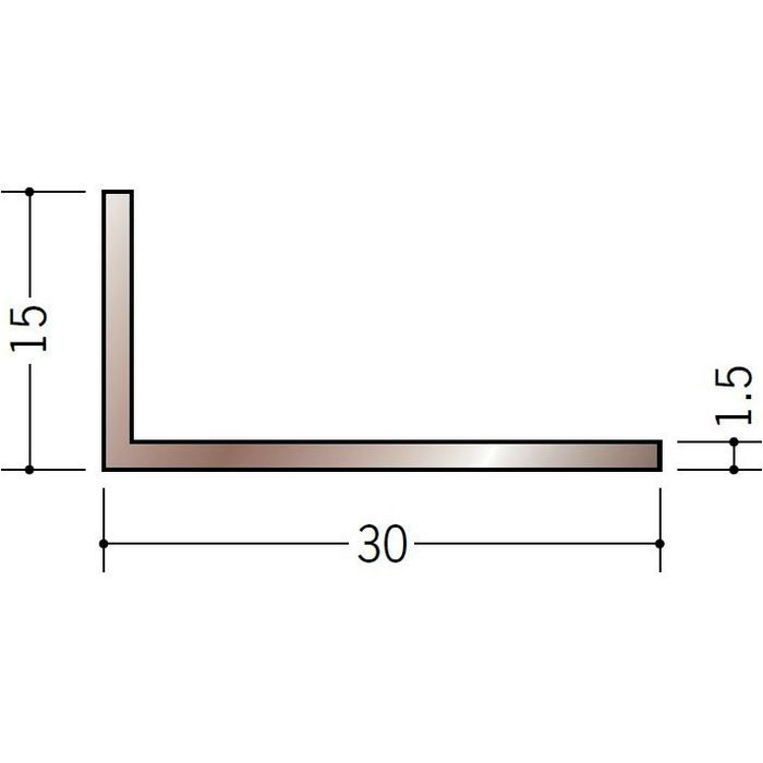 ブロンズメタックス アングル アルミ カラーL1.5×15×30BR 電解ステンカラー 3m  29104-1