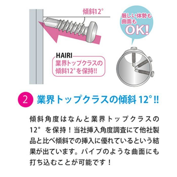 匠力 ドリルビス HAIRI 三価ユニクロ/ヘックス 6X70mm 50本/小箱