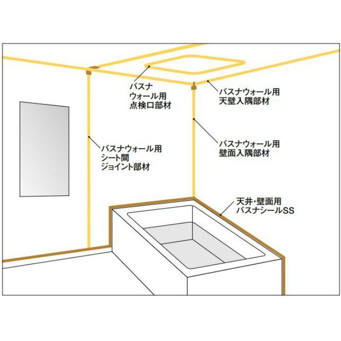 BNWT1 浴室用天井・壁面シート用 バスナウォール用 入隅部材