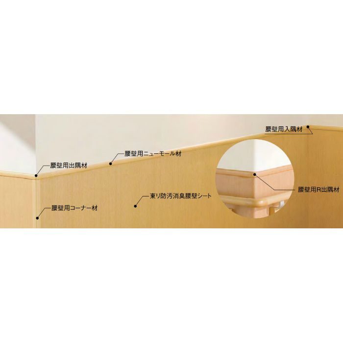 KKC3035 防汚消臭腰壁シート部材 腰壁用コーナー材（出隅） 10個／ケース