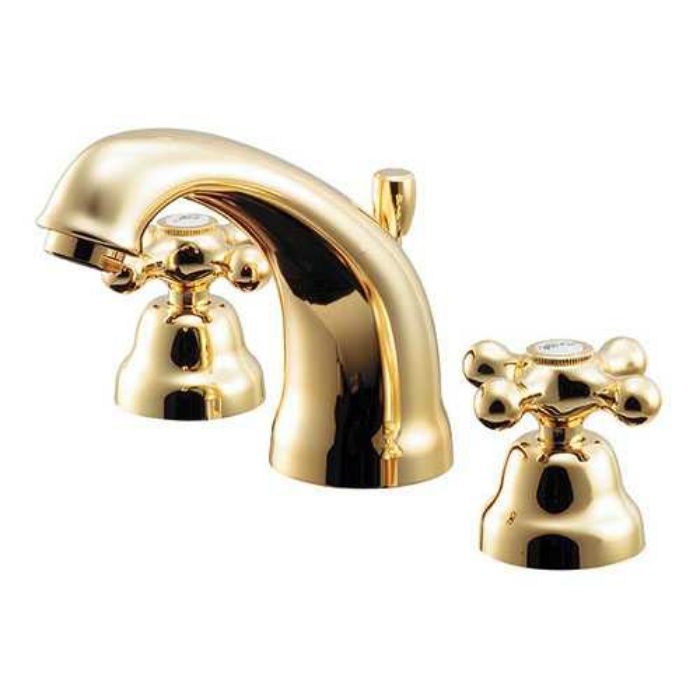153-030 洗面水栓 2ハンドル混合栓(ゴールド) ゴールド系
