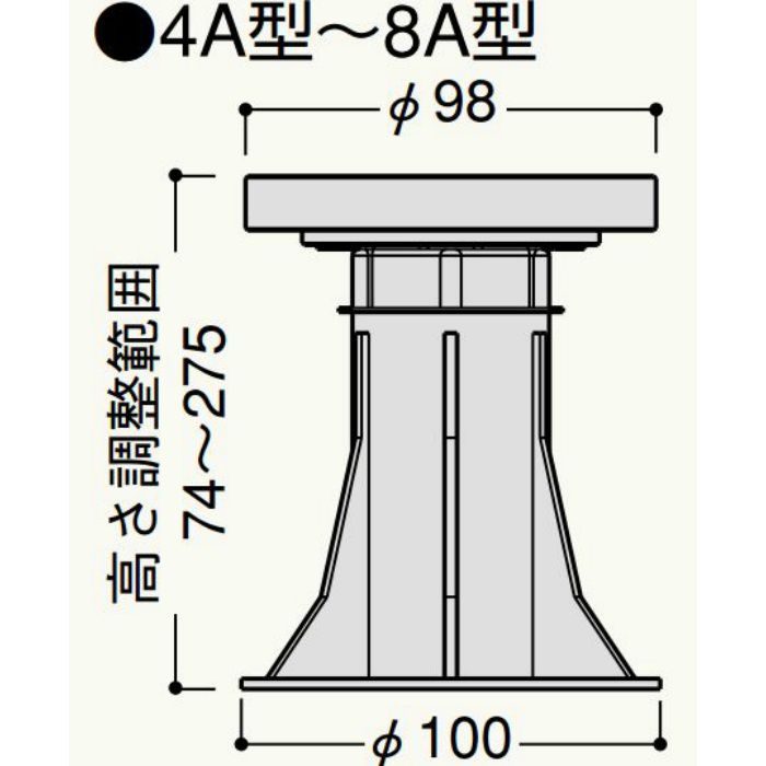 マルチポスト5A型 MPST5A 高さ調整範囲97～146mm ブラック 100本 