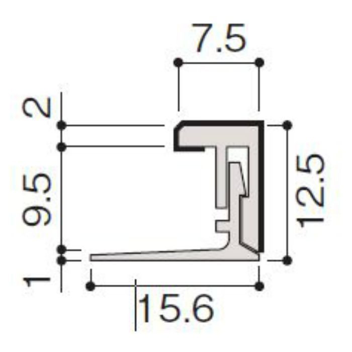 WF79-B60-42 不燃壁材グラビオエッジ専用施工部材 樹脂J型見切 Tシルバー