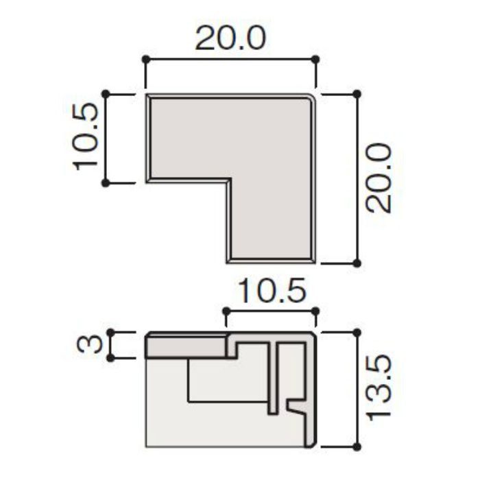 WF79-BP6-F4 不燃壁材グラビオエッジ専用施工部材 樹脂J型見切コーナーカバー Kシルバー