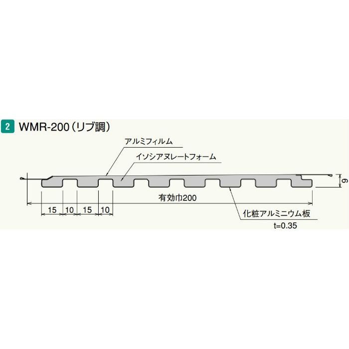 【バラ出荷品】 ウッドマルチスパン　WMR-200（リブ調） WMR24SH 4m さつき檜 1枚