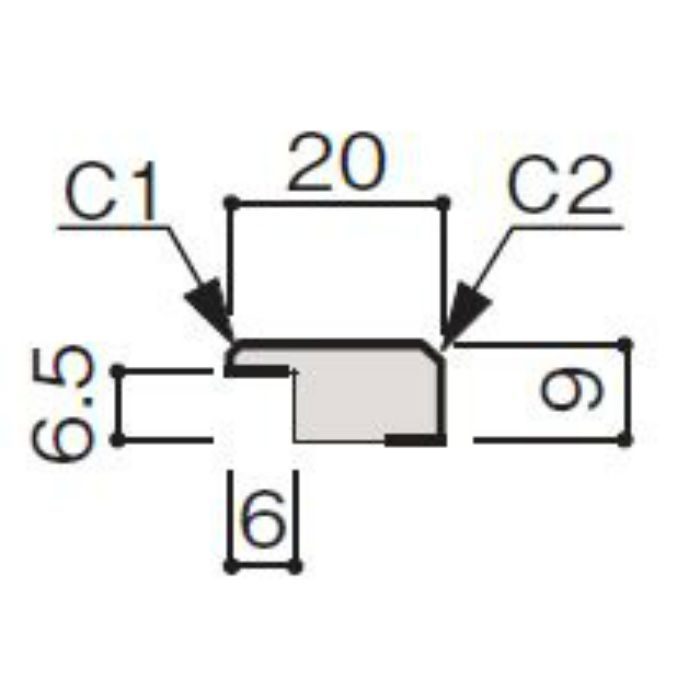 WF56-B3ML-42 グラビオ専用施工部材 UB木目柄(6mm) ML用見切(入隅兼用)