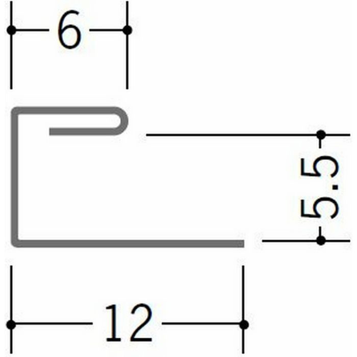 コ型・H型ジョイナー 金属折曲げ 亜鉛折曲コ型ハゼ付5.5 アエン 1.82m 63201