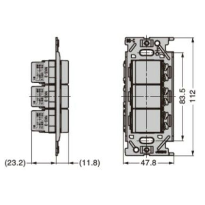 埋込トリプルスイッチ PXP-J-NKW03008型 PXP-J-NKW03008-PW ピュアホワイト