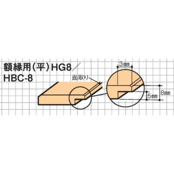 トッパーコルク 額縁用(平)HG8 コルク造作材 掲示板用コルク部材