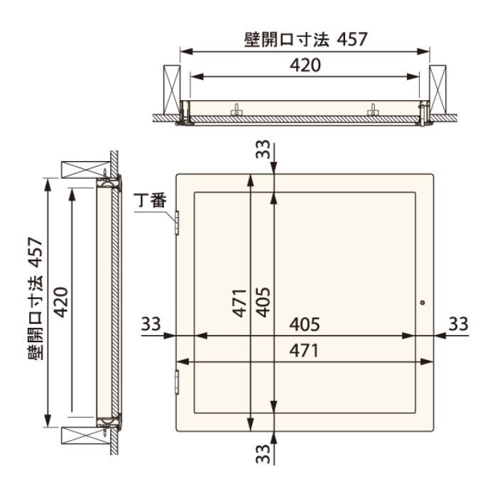 SPW-4545C 高気密型壁点検口 標準タイプ 丁番タイプ 455×455