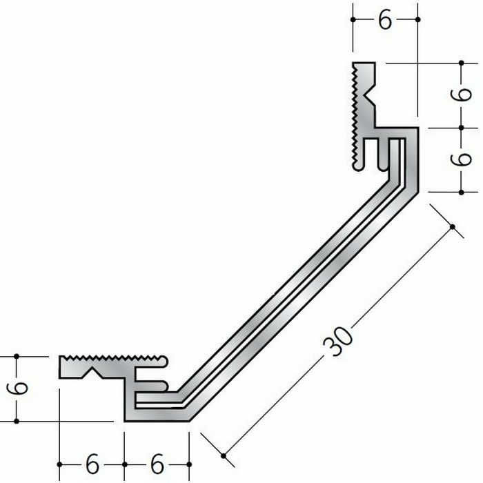 クリーンルーム用ボーダー アルミ CR-3・CMR-2三方出隅（床） 1辺あたり250ｍｍ（働き寸法） 56093
