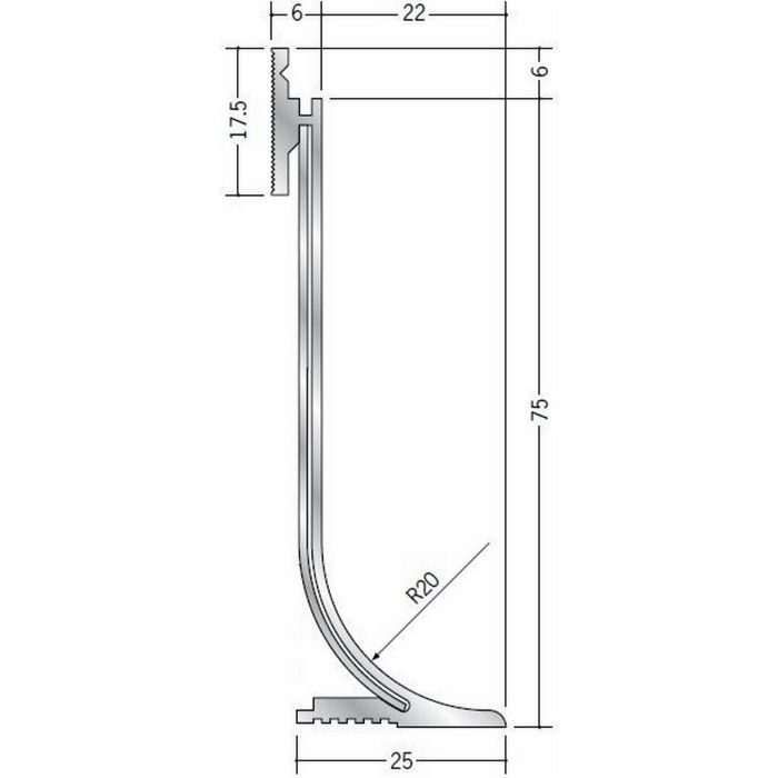 クリーンルーム用ボーダー アルミ CMR-3 直角出隅（床） 1辺あたり250ｍｍ（働き寸法） 57055