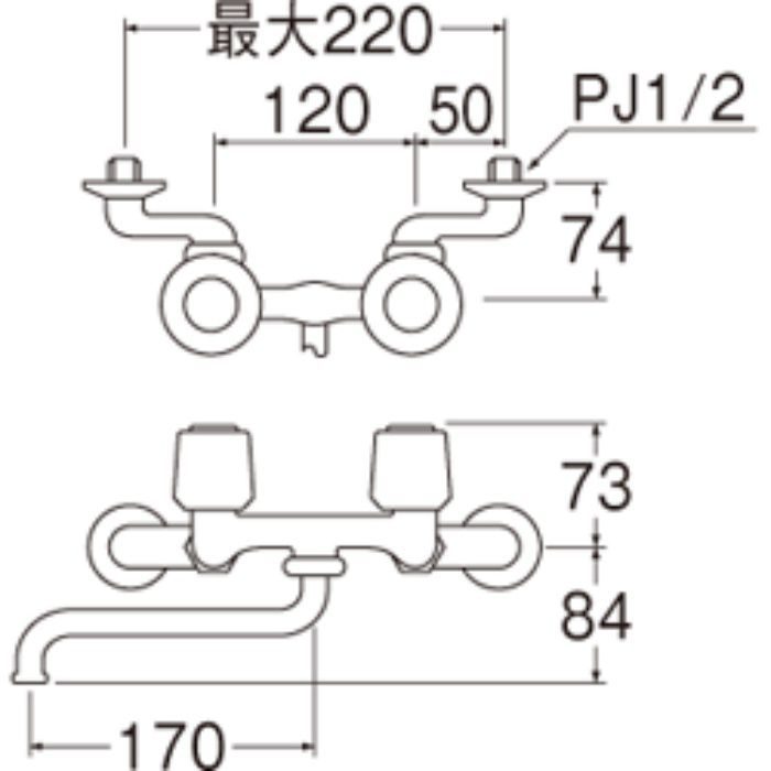 K11K-LH-13 ツーバルブ混合栓(寒冷地仕様）【壁付】