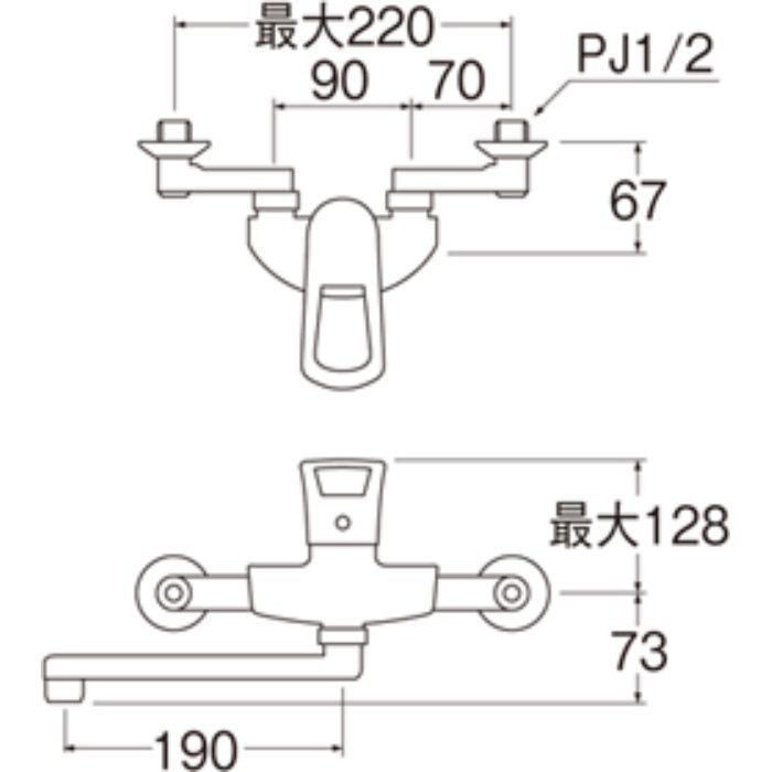 K1712K-13 シングル混合栓(寒冷地仕様）【壁付】