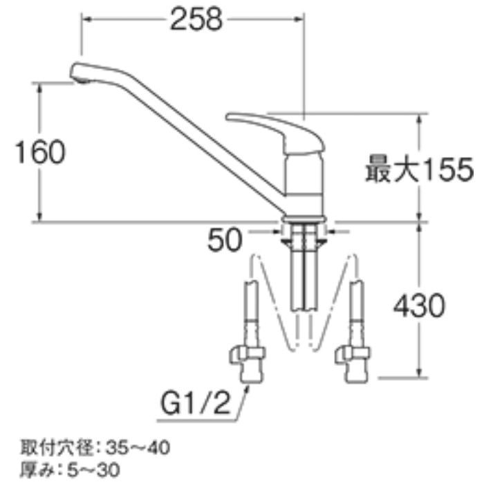 K87111JV-13 シングルワンホール混合栓【ワンホール】
