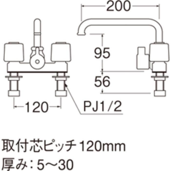 SK710K-LH-13 ツーバルブデッキシャワー混合栓(寒冷地仕様）