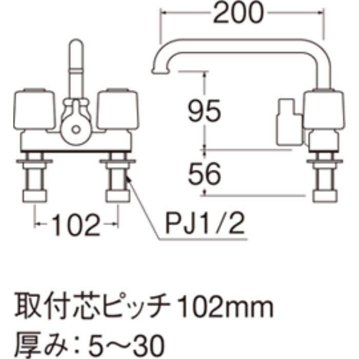 SK71K-LH-13 ツーバルブデッキシャワー混合栓(寒冷地仕様）