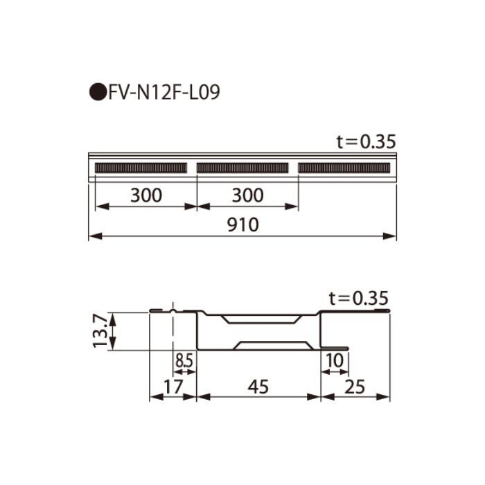 FV-N12F-L09-AG 防火対応 軒天換気材（30分準耐火構造認定品・軒先 