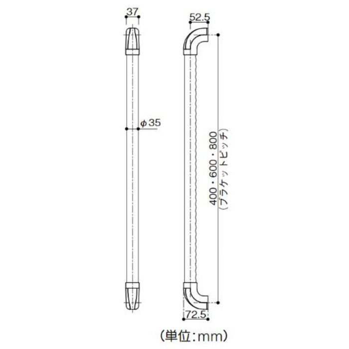 BG-102CG BAUHAUS 35セレクトシリーズI型ハンド クリア+ゴールド φ35×600mm