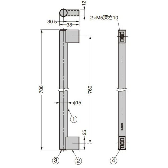 【入荷待ち】ランプ印 ステンレス鋼製ハンドル RH-760 RH-760
