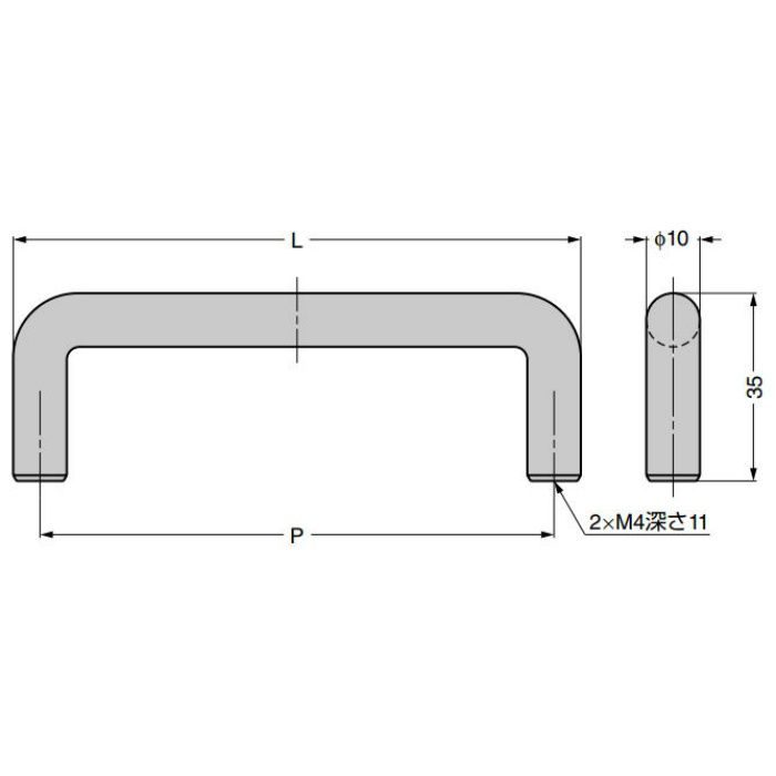 ランプ印 ステンレス鋼製ハンドル H-35型 (76型の代替品) H-35-128-SS