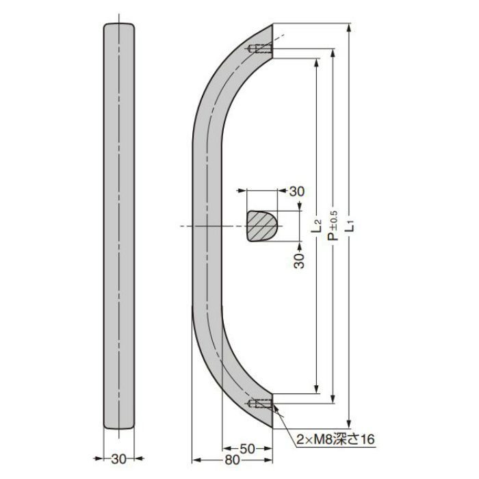 ランプ印 マシナリーハンドル MSH型 マットシルバー MSH-750SL