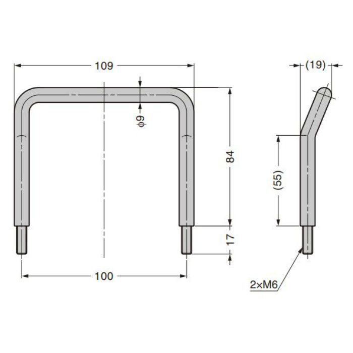 ランプ印 ステンレス鋼製丸棒取手 H-75-BL-100 薄板用 H-75-BL-100