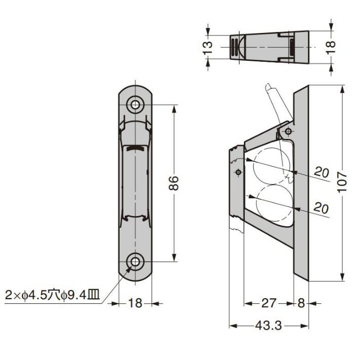 ランプ印 ステンレス鋼製ナス環フック EN-E107 EN-E107